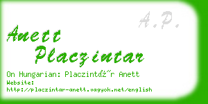 anett placzintar business card